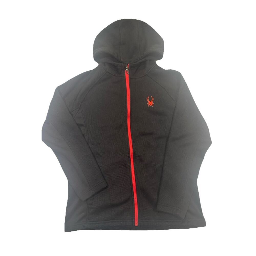 Spyder Hoodie Jacket XL 18/20 Black Red Zip Performance Youth